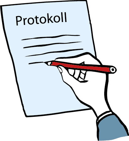 Man schreibt auf, was gesagt wird.